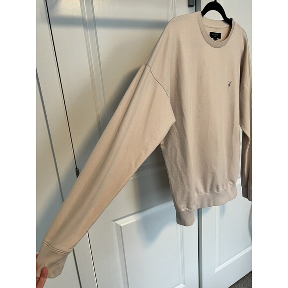 AllSaints Mens Negotum Crew 100% Cotton Long Sleeve Tan/Taupe Sz S Small - Picture 5 of 8